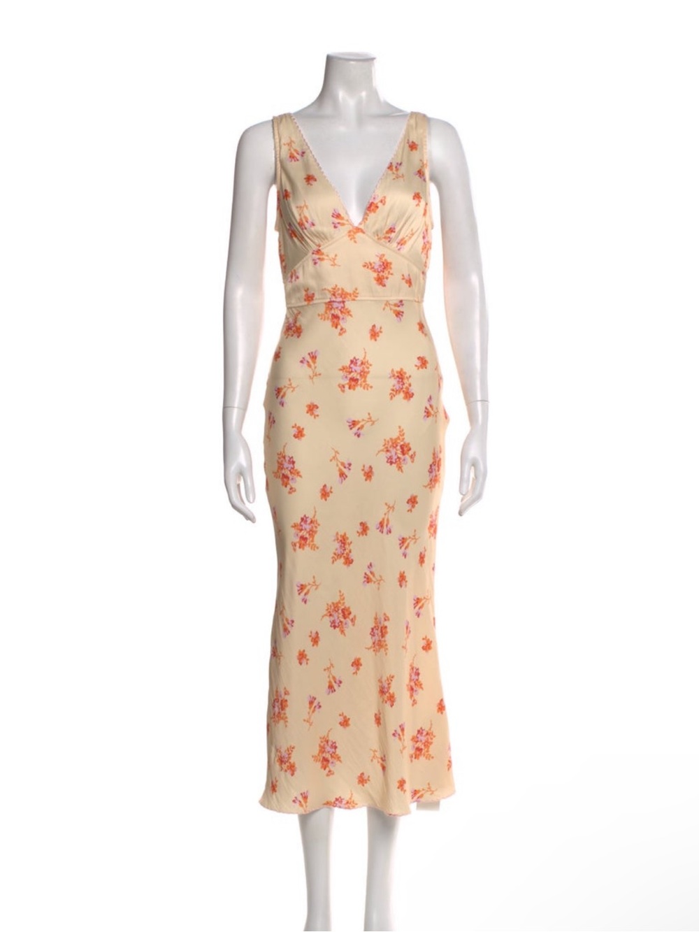 Ciao Lucia Pale Yellow Midi Skirt with Pink & Orange Floral Print